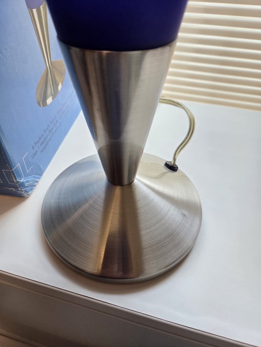 Pair Vintage Y2K Hampton Bay Cobalt Blue Glass Torchiere Lamps Postmodern Retro - Picture 13 of 14